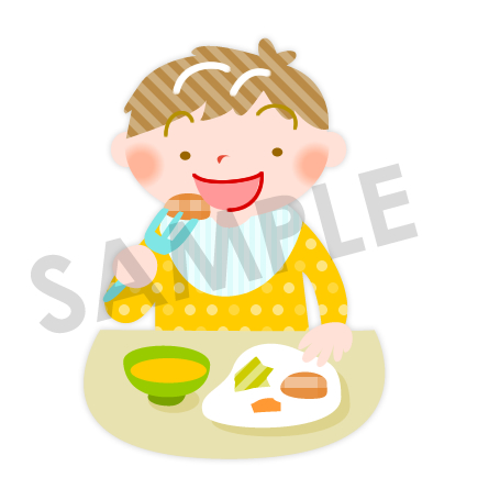 男の子が嬉しそうに給食を食べるイラスト 保育園 幼稚園に使える無料イラスト素材ダウンロード