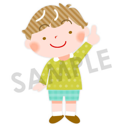男の子 緑の服 が指を指しているイラスト 保育園 幼稚園に使える無料イラスト素材ダウンロード